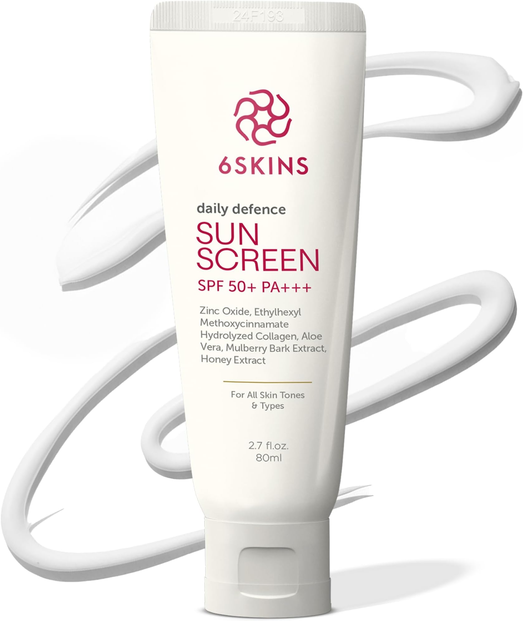 Daily Defence SUN SCREEN SPF 50+ PA+++ for Broad Spectrum UVA/UVB | 5% Titanium Dioxide, 2% Zinc Oxide Korean Sunscreen | Collagen-Boosting Face Moisturizer with No-White Cast, Non Greasy 80ml
