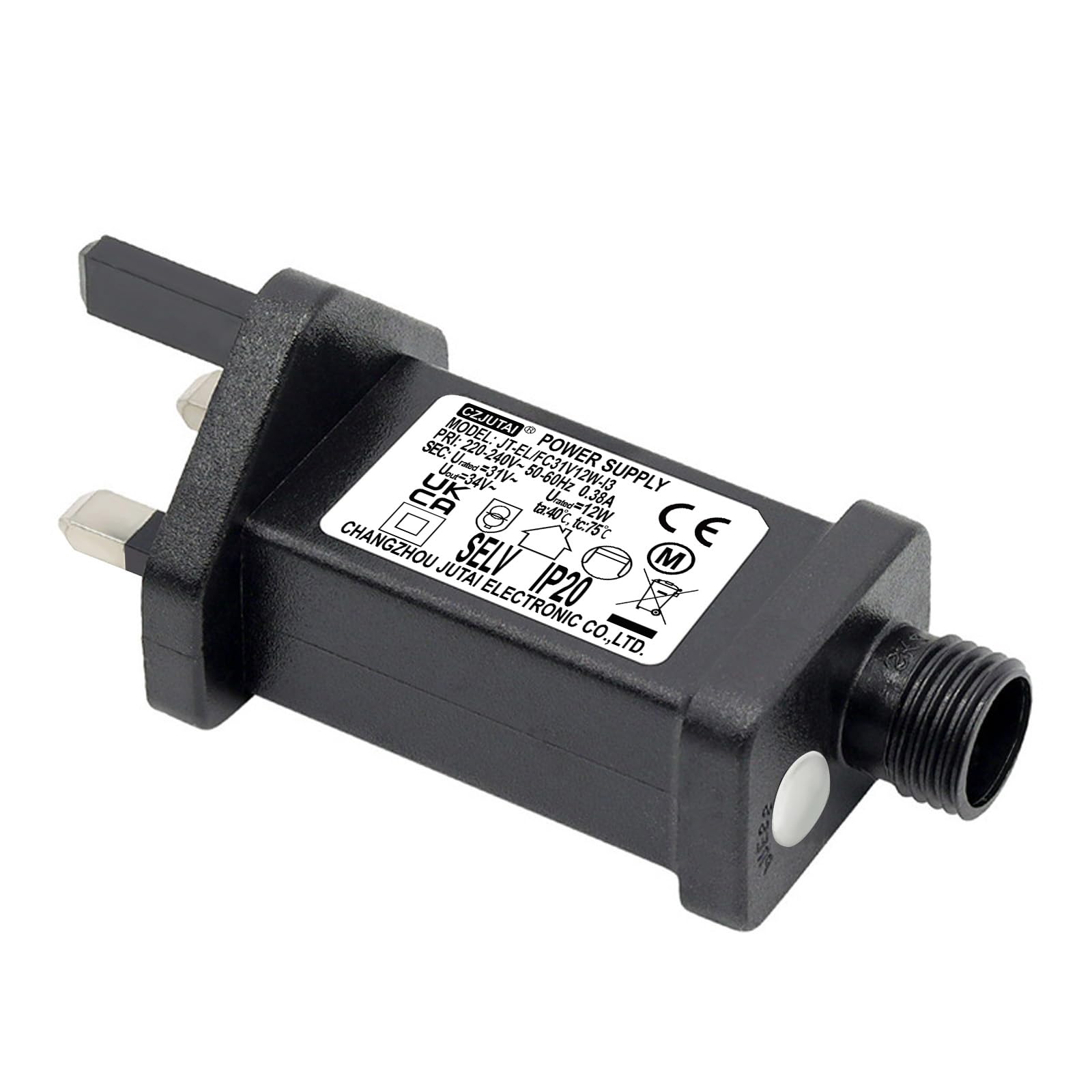 31V 12W Transformer for CZJUTAI JT-EL/FC31V12W, CZJUTAI JT-EL/FC31V12W /6W /4.5W /3.6W with 8 Modes, Memory & 6 Hour Timer, IP20 for Christmas Tree Lights, Net Lights, Icicle Lights (31V12W) [W5K2]