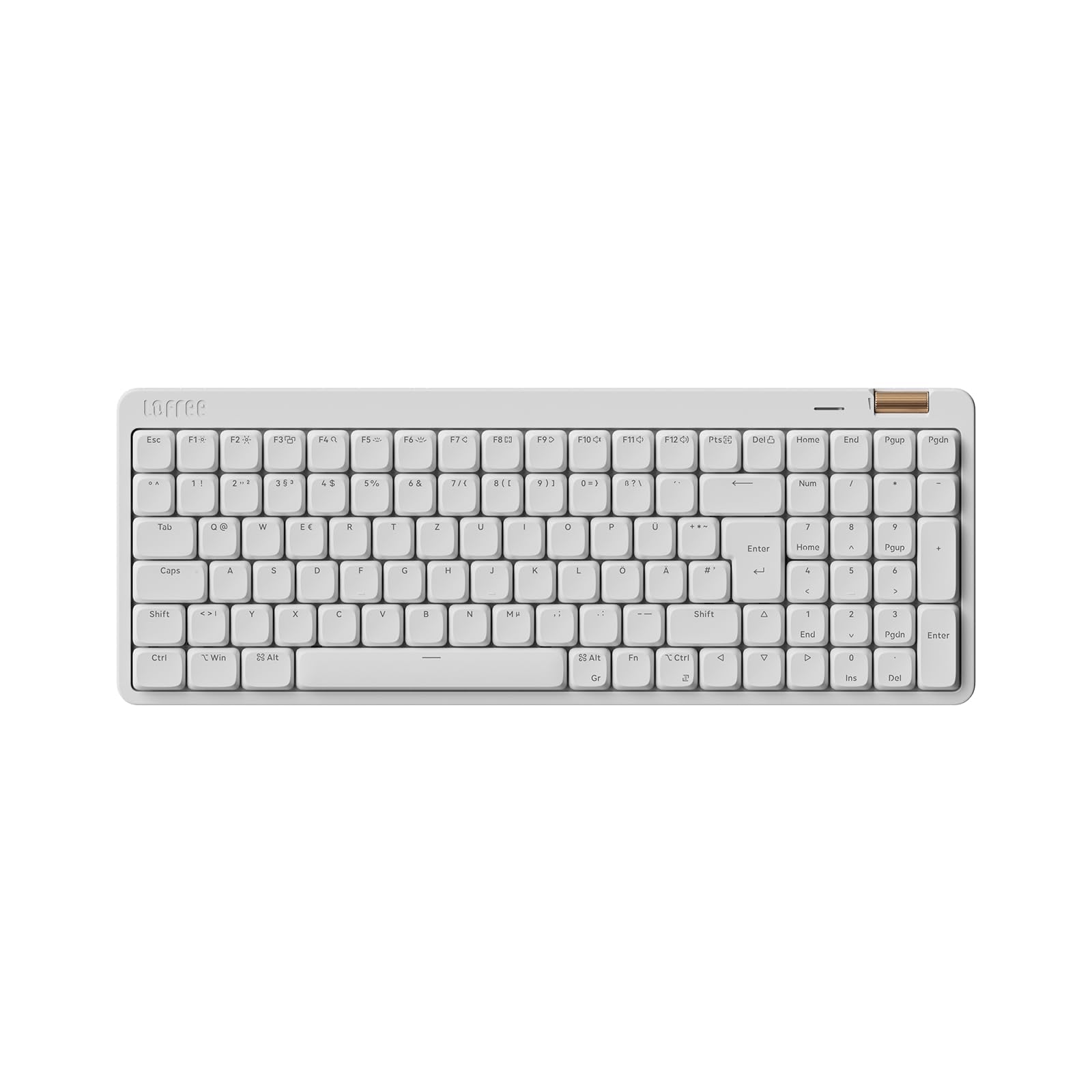 LOFREE Flow Lite100 Tasten Low Profile Mechanische Tastatur (Deutsches Layout QWERTZ) - Kabellos Bluetooth/2.4G/Kabel, Swappable mit Specter Linearen Switches, Wiederaufladbar - Für Win&Mac (Weiß)