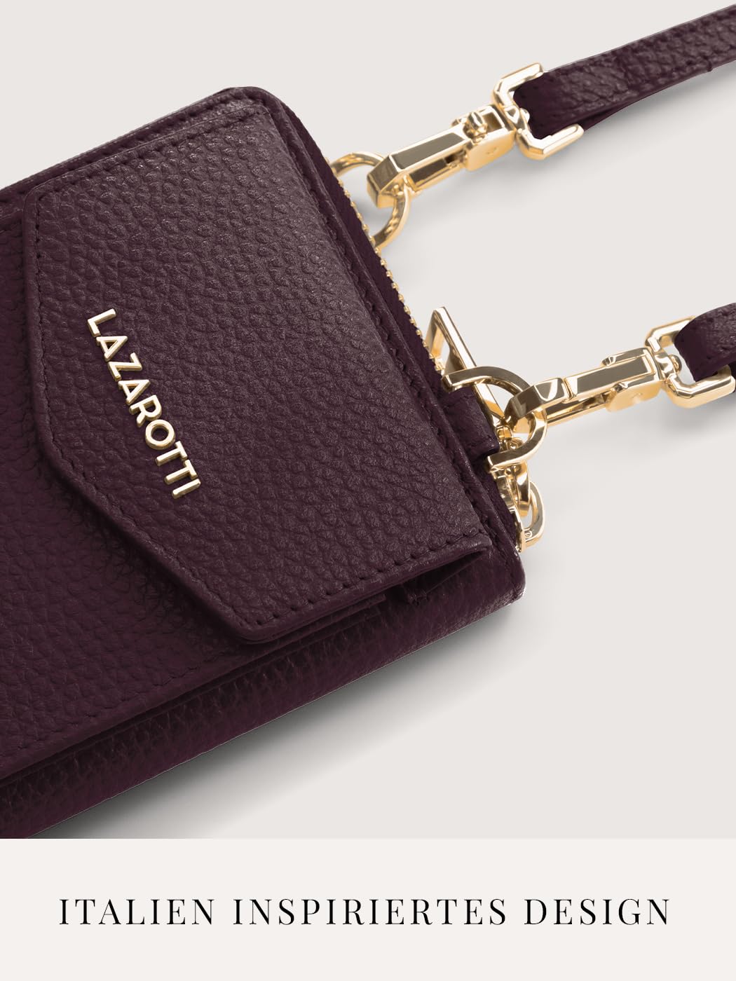 Lazarotti Bologna XL skórzany portfel damski i etui na telefon komórkowy (2 w 1), 16 przegródek na karty, do zawieszenia z ochroną RFID, 11 x 3,5 x 19 cm