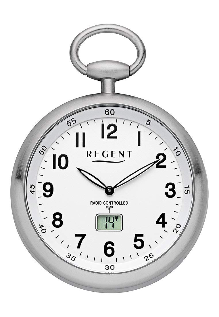 Regent Taschenuhr mit Gehäuse aus Edelstahl, Zifferblattfarbe: Weiß, Gehäusedurchmesser: 49 mm, 11280076
