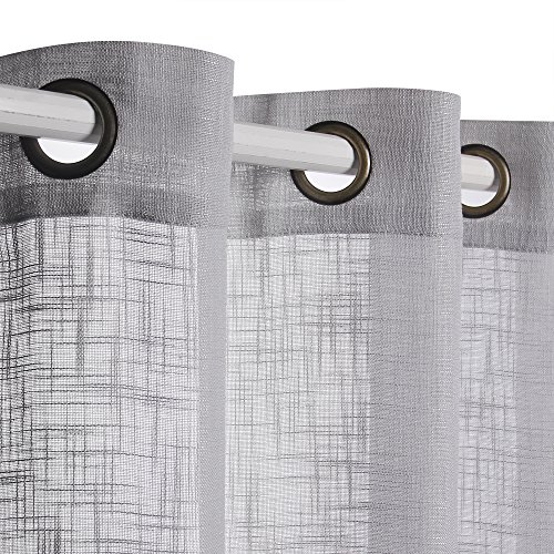 VOILYBIRD Palma Linen Sheer Curtains for Bedroom 84 Inches Long