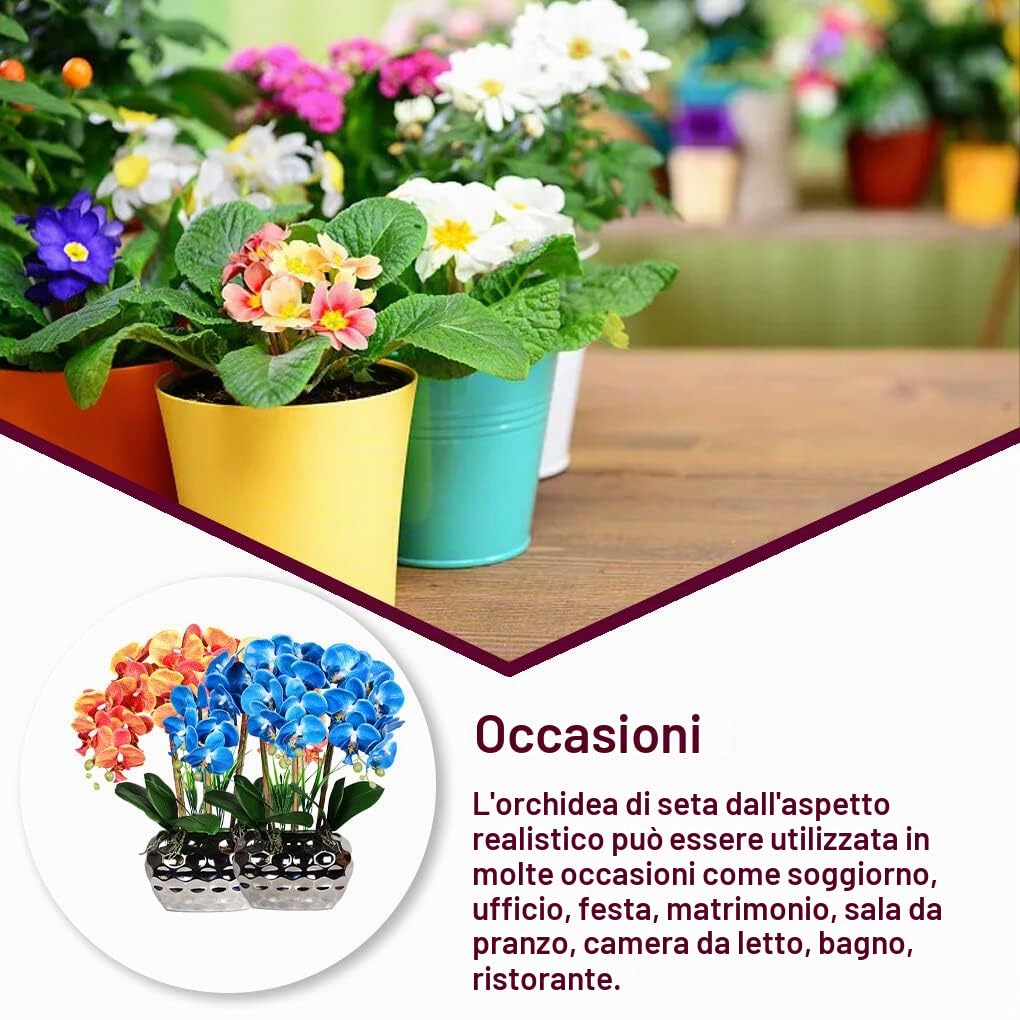 VUIUYOIES Grande orchidea artificiale bonsai con vaso realistico Phalaenopsis piante finte fiori per centrotavola ornamenti per la casa, Bianco giallo chiaro