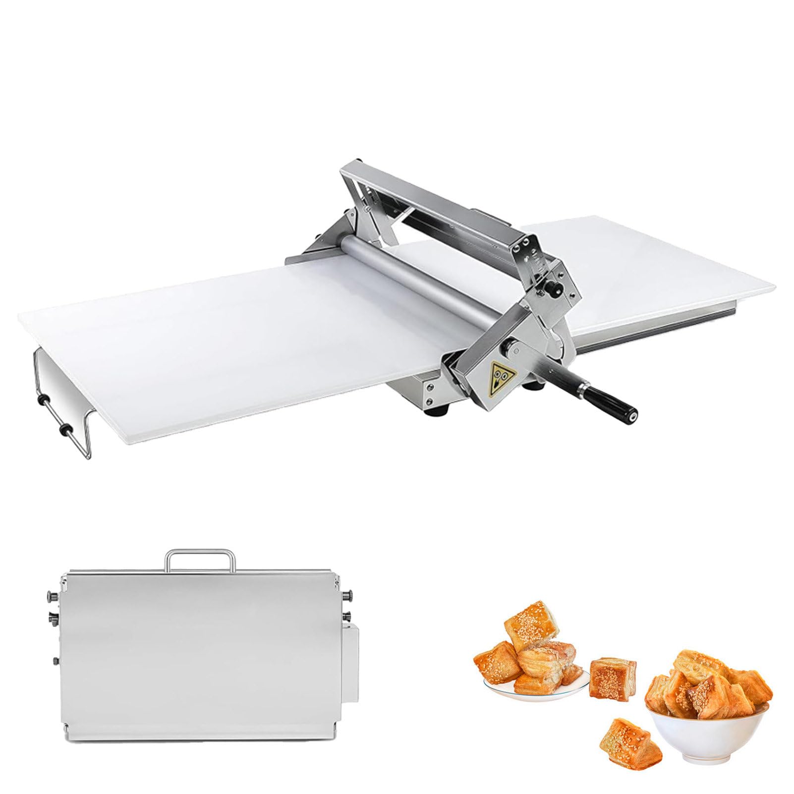 Máquina laminadora de masa plegable manual con rodillo regulador de grosor