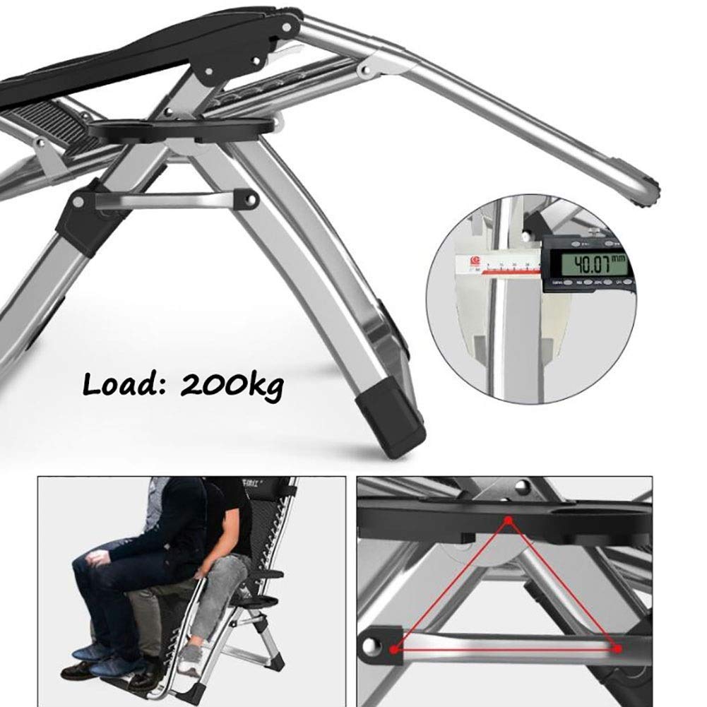 Zero Gravity Chaise Lounges Patio Chaise Longue Sedia Pieghevole per Esterni reclinabile Regolabile Beach Camping Sedia Portatile per Persone Pesanti con Cuscini (Color : Gray)