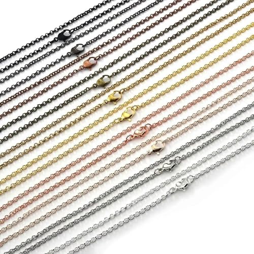 Lote Surtido de 40 Cadenas de Collar Rolo con Acabado en Plata y Oro, joyería al por Mayor de 21