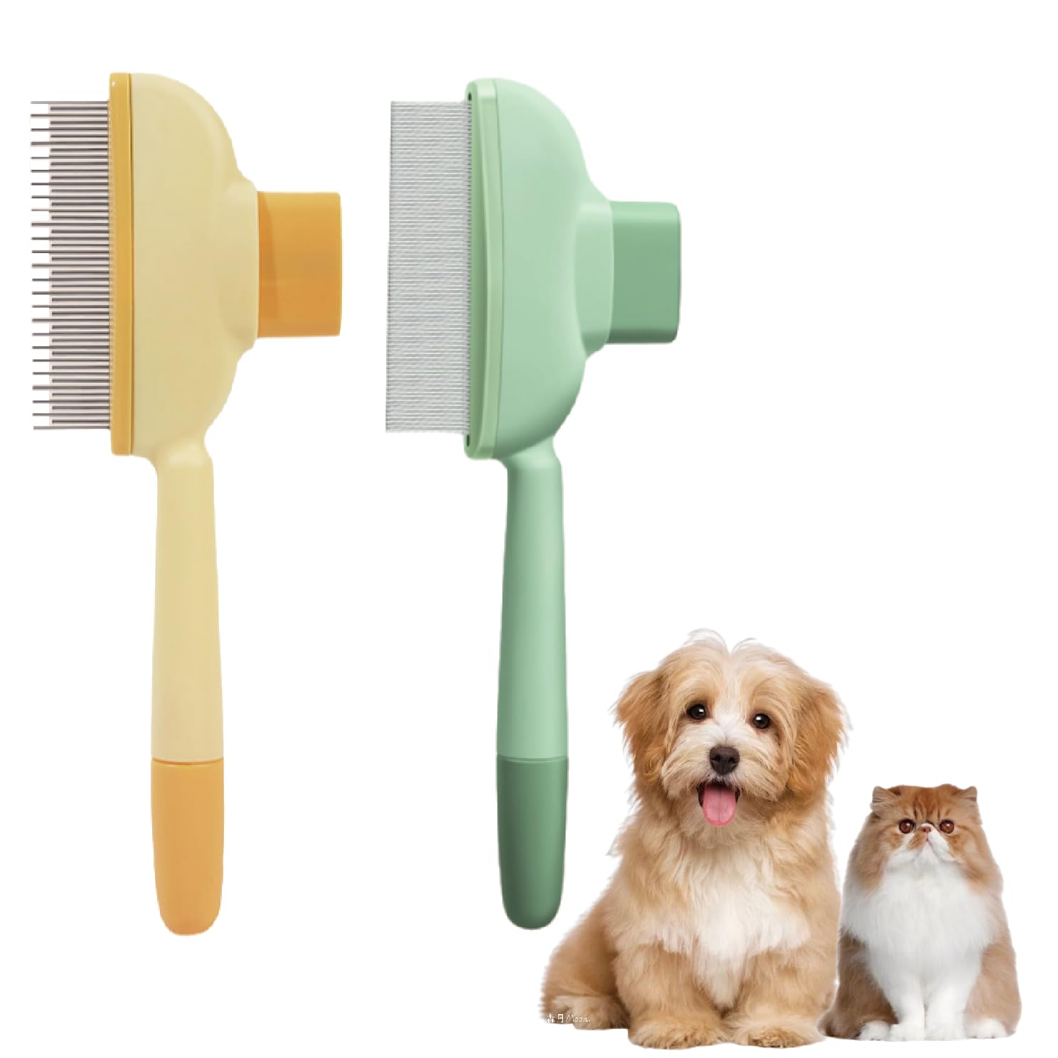 Flea Comb for Cats & Dogs - Dual-Sided Pet Hair Removal Comb with Long/Short Stainless Steel Teeth - Effective Deshedding Brush for Shedding Control & Grooming