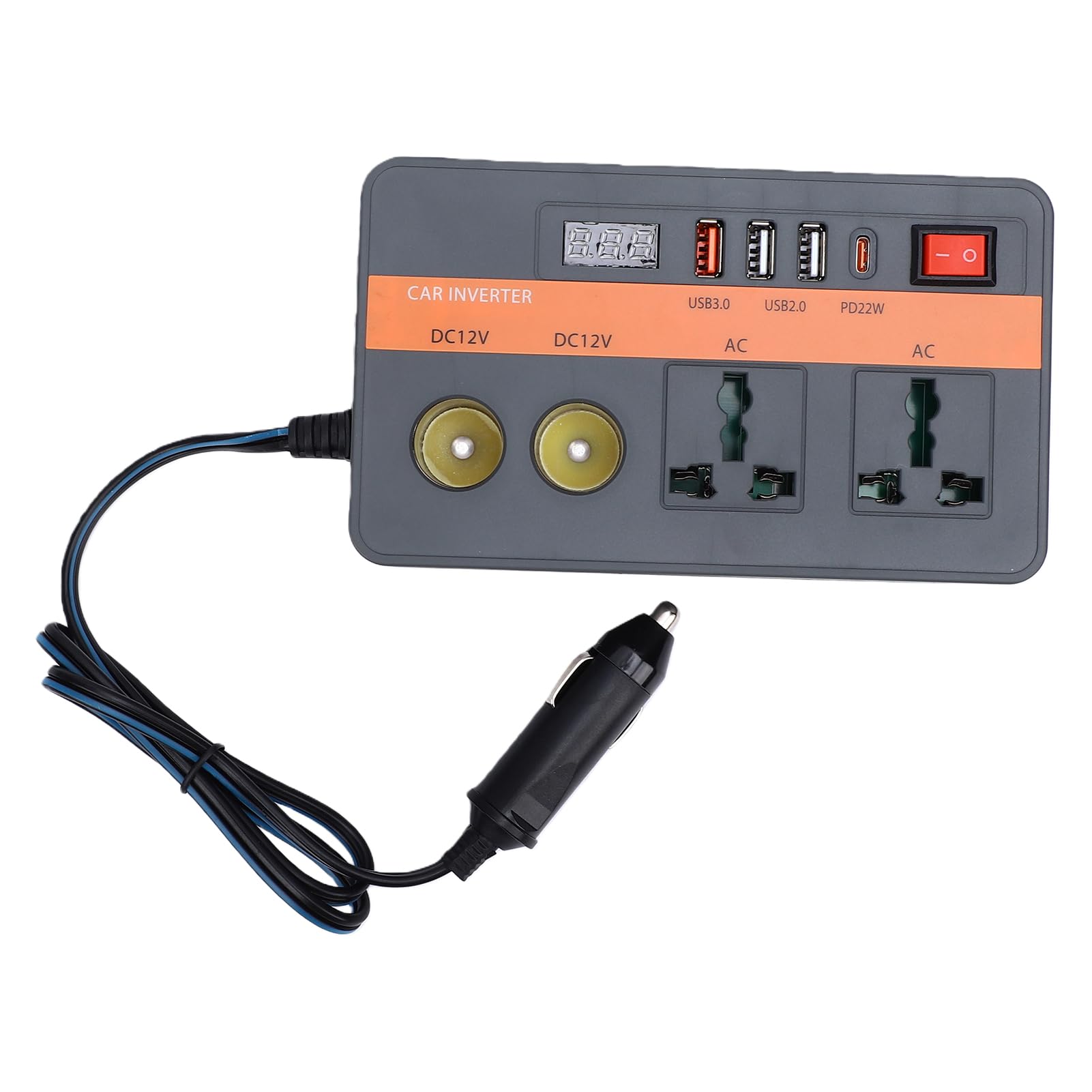 Eujgoov Inverter Auto 300W Convertitore di Corrente 12V a AC con (ORANGE)