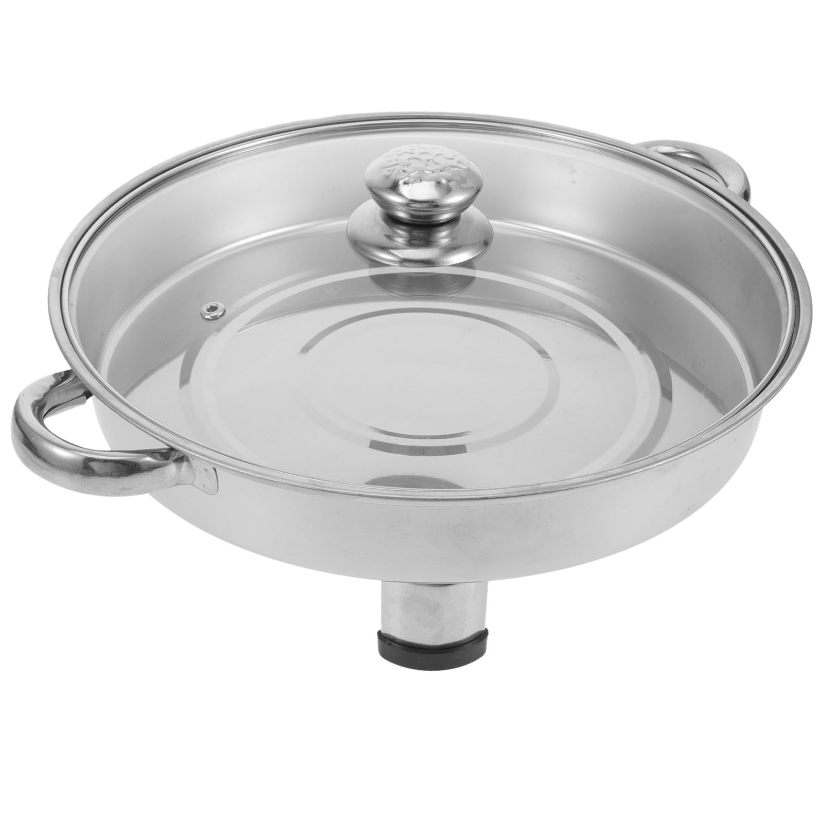 Plato de acero inoxidable de 30 cm con tapa y patas antideslizantes, bandeja plana de alta calidad para catering, eventos al aire libre, fiestas y bufés