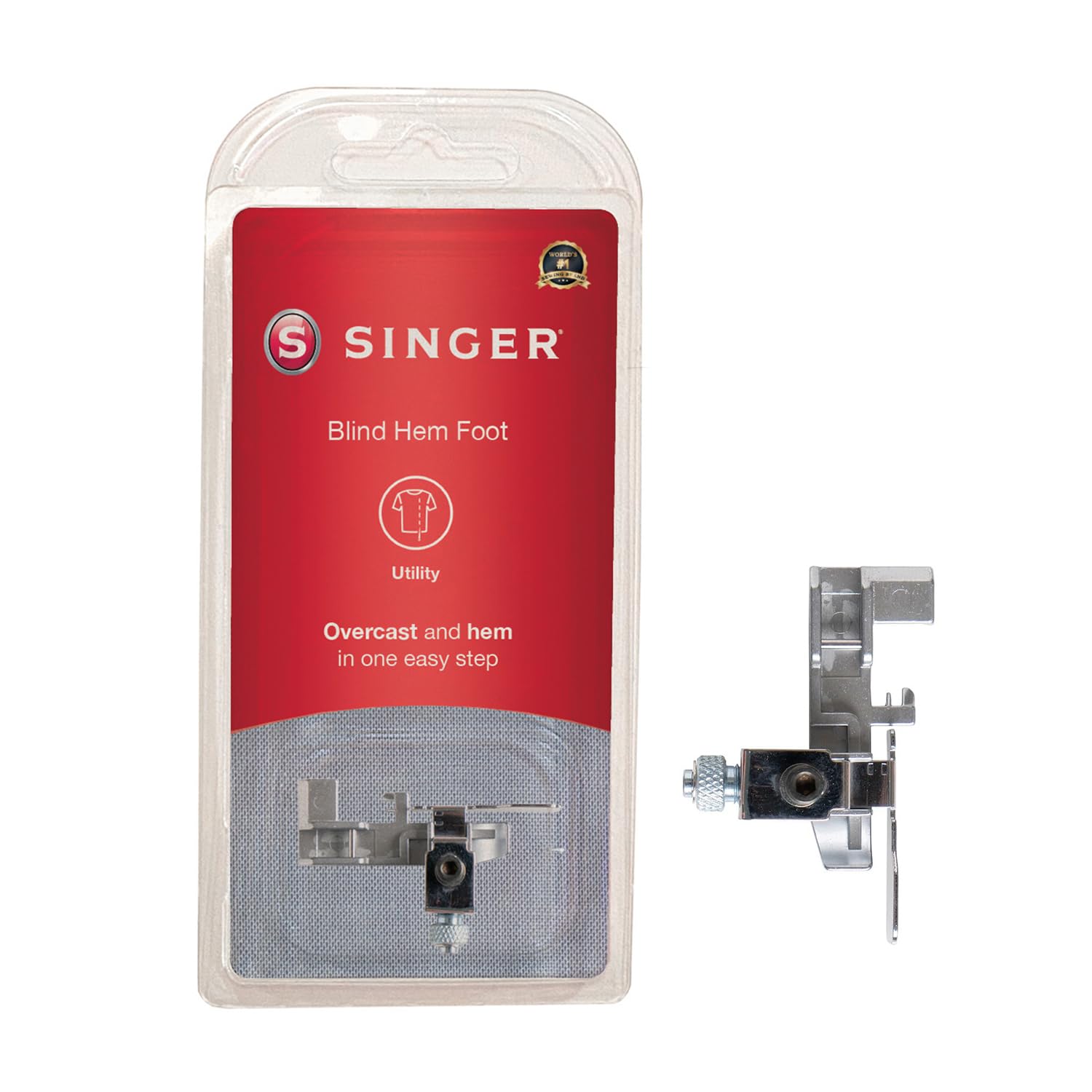 SINGER Blind Hem Presser Foot for Sergers | Invisible Hems on Medium to Heavy Fabrics | Hem, Overcast & Trim in One Step