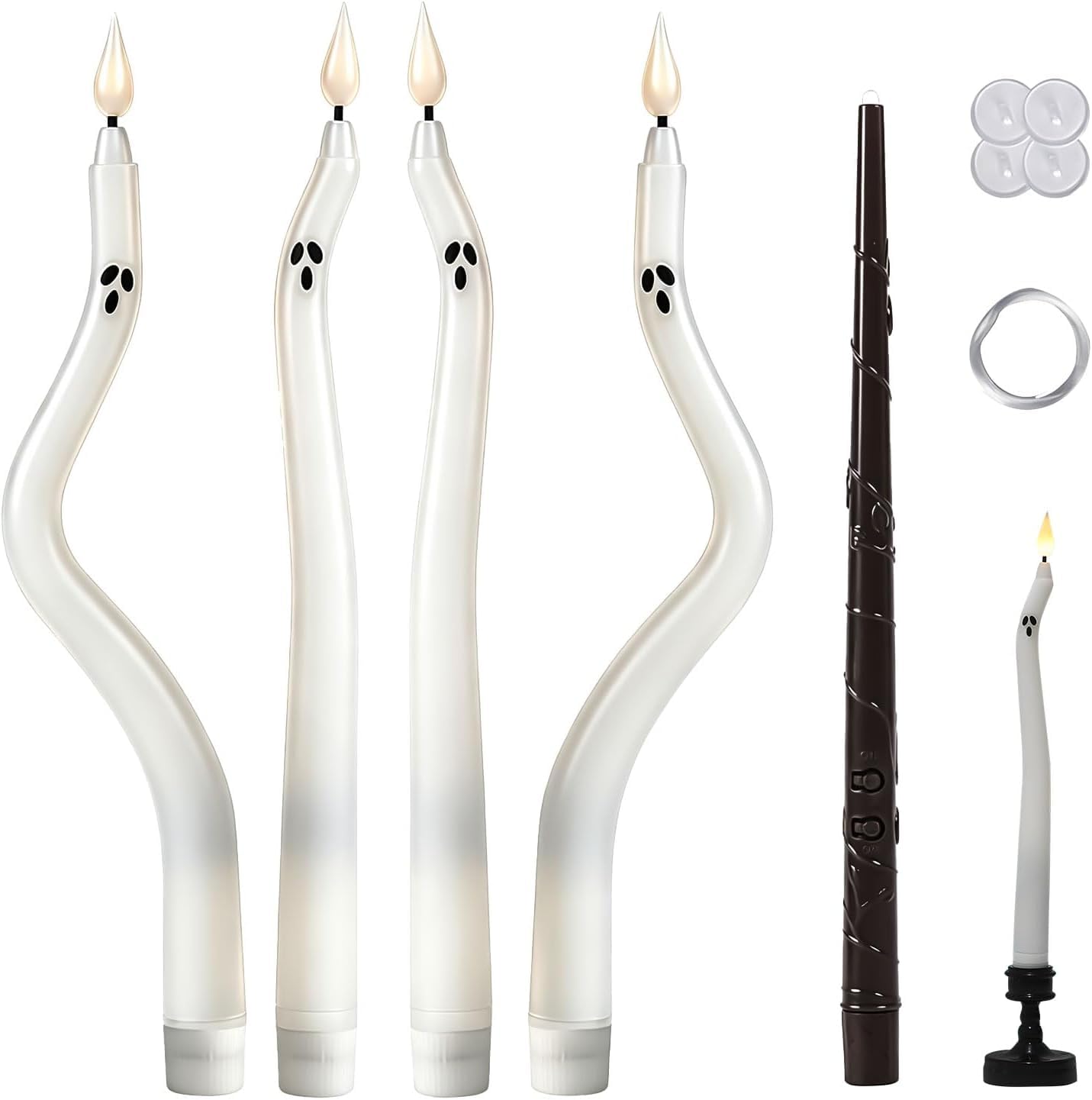 Halloween Ghost flameless Taper Candles 3D Spooky Ghost Battery Operated Party Indoor Table Decoration