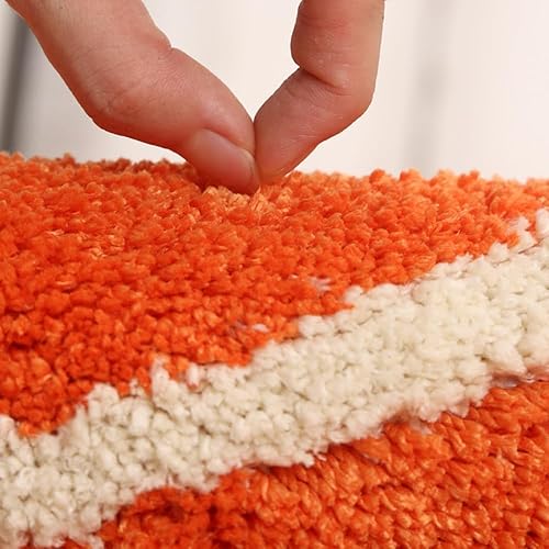 Miniatura 5 de Tapete de baño de microfibra de medio círculo, tapete pequeño y absorbente, antideslizante, suave, para baño y bañera (color naranja, 32 x 20