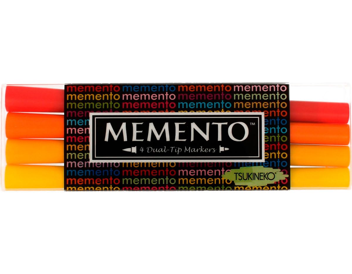 Tsukineko Set of 4 memento flambée felt tip pens 0.2 mm approx.