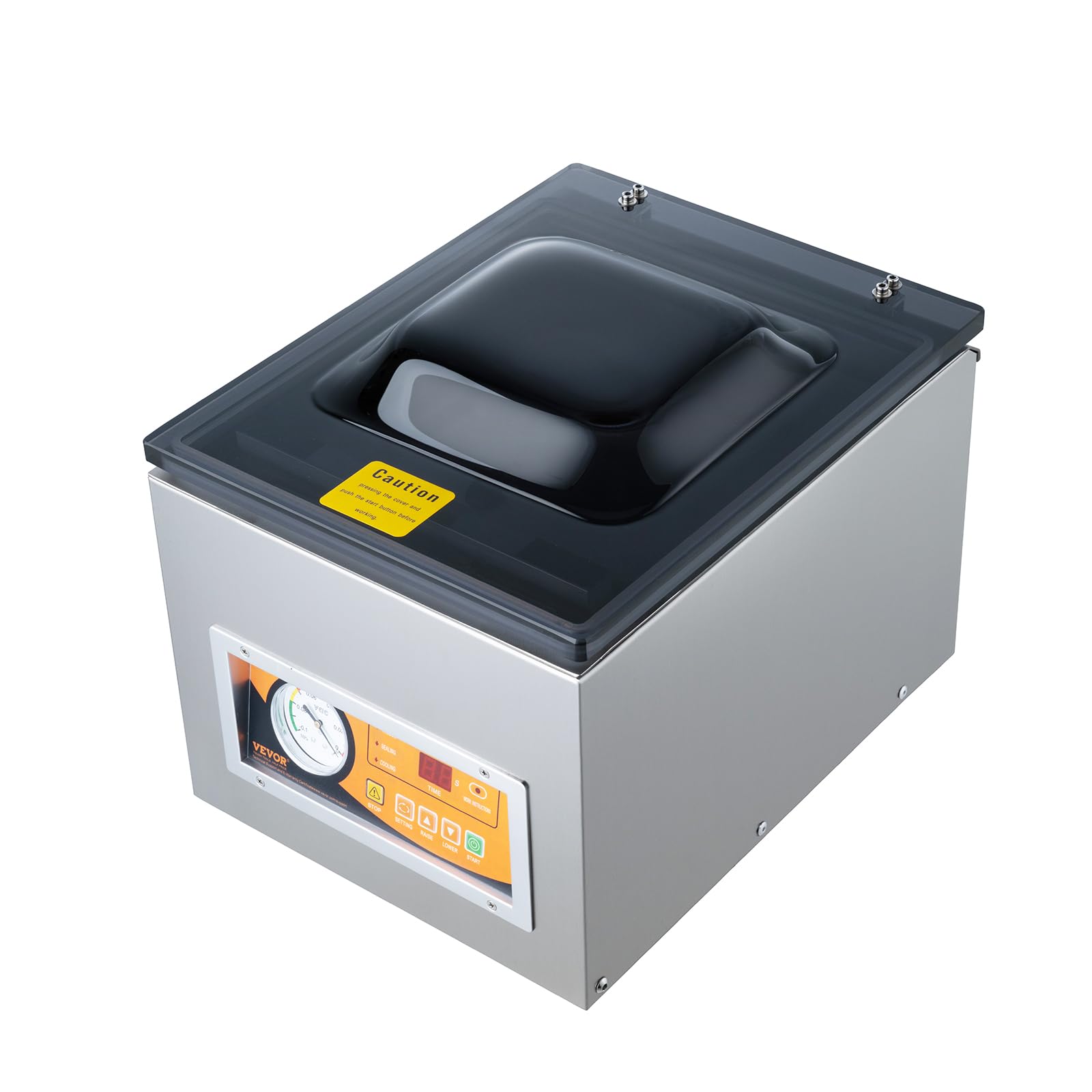 VEVOR Sellador al Vacío de Cámara 260 W Máquina de Envasado al Vacío de Acero inoxidable Tamaño Compacto de 260 mm para Cocina del Hogar Para Uso Comercial Para Alimentos Húmedos, Carnes y Adobos