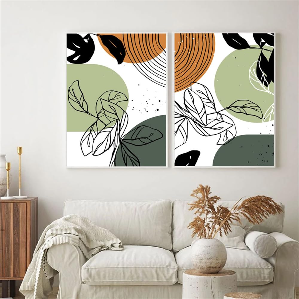 Wuhbcz Multicolored Canvas Paints,Geometric Abstract Boho Aesthetics Posters Wall Art Pictures Nordic Bedroom Kitchen Living Bedroom Room Decor Prints Canvas Painting-60 * 70Cm*2Pcs (No Frame)