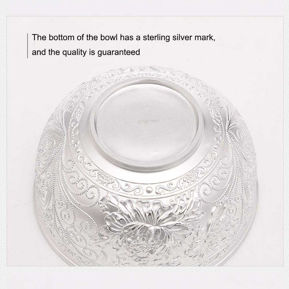 Bol à Grains en Argent Sterling, Bol à Dessert à la Salade, Bol à Riz à Nouilles, Bol à Soupe, Convient à Un Cadeau, 240 ML