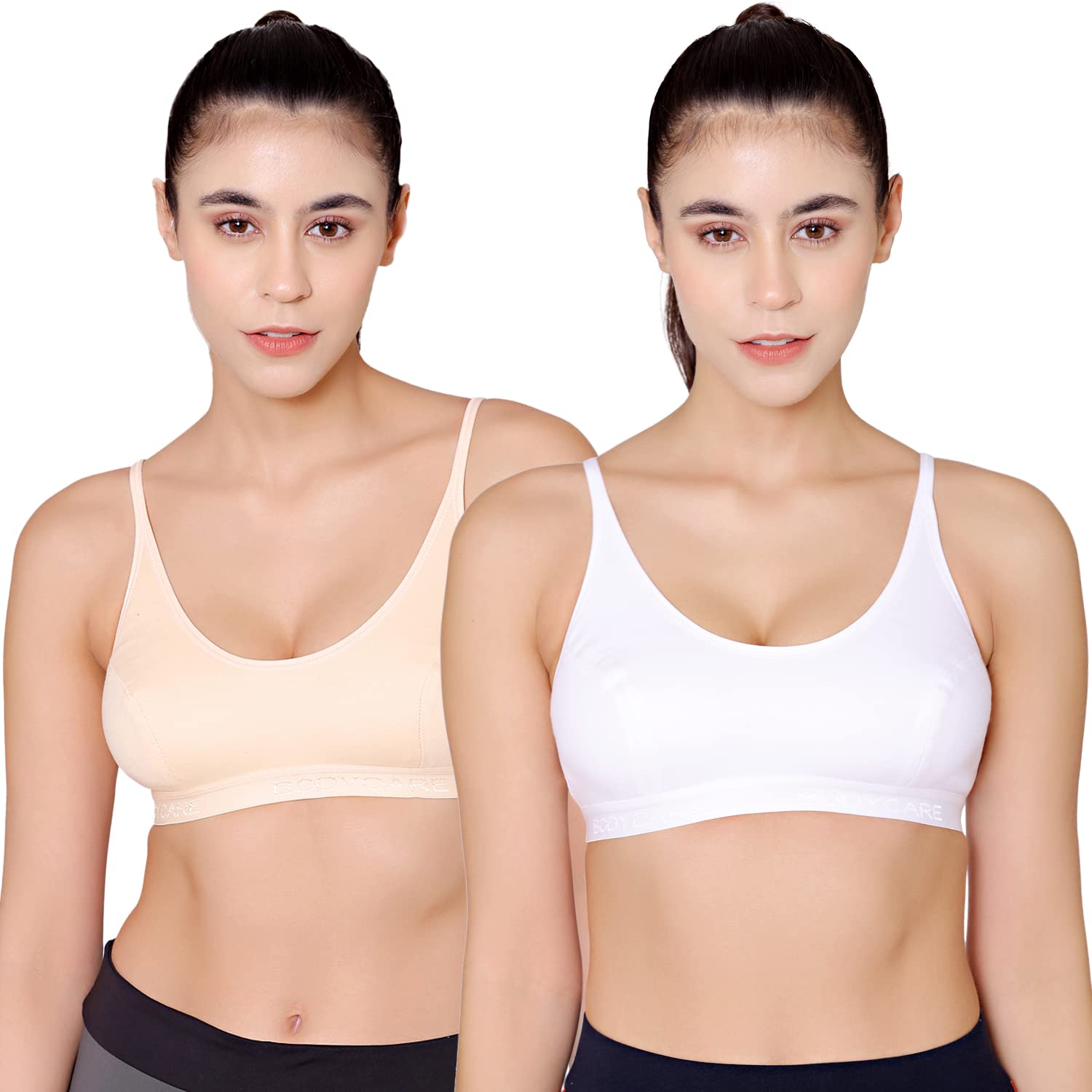 bodycare Pack of 2 Sports Bra in White-Skin Color - E1608WS-picture-17