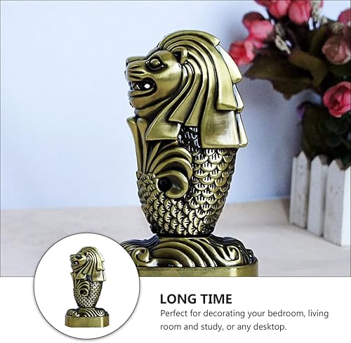 Miniatura 8 de LIFKOME Decoración para el hogar, 1 unidad, adorno de gárgola retro, aleación china para regalo de metal, bronce, suerte, león Merlión, decoración