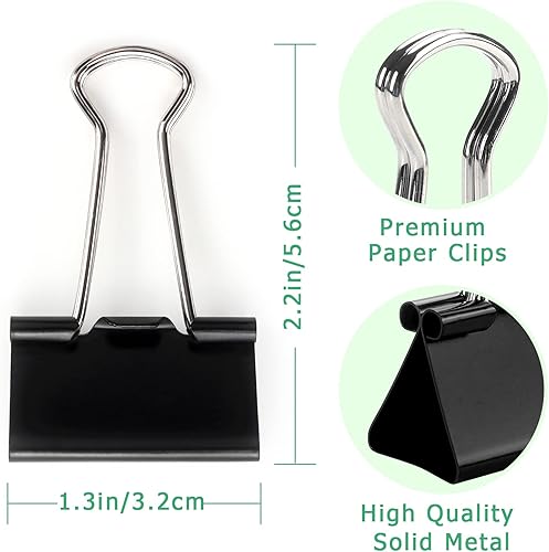 Miniatura 10 de Clips negros para carpetas de papel, clips de tamaño pequeño, 1.0 pulgadas, paquete de 36