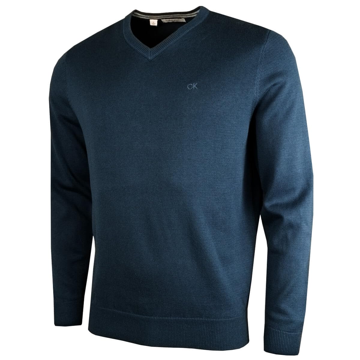 Calvin Klein Mens V-Neck Soft Cotton Sweater - Petrol - XXXL