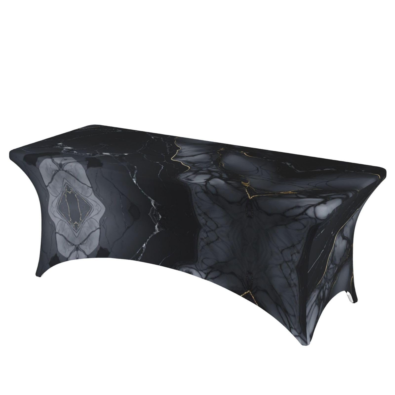 Housse table marbre noir élasthanne 1,8m EdWal à motif contemporain