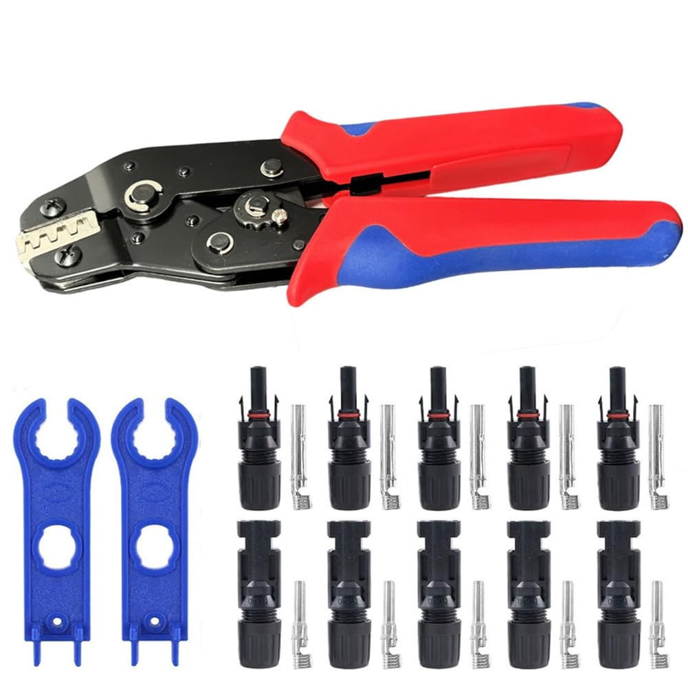 Rersduyt Photovoltaic Solar Crimping Tool Set 1000V 30A Panel Solor Solar Connector Kit for PV/Cable 2.5/4/6mm2