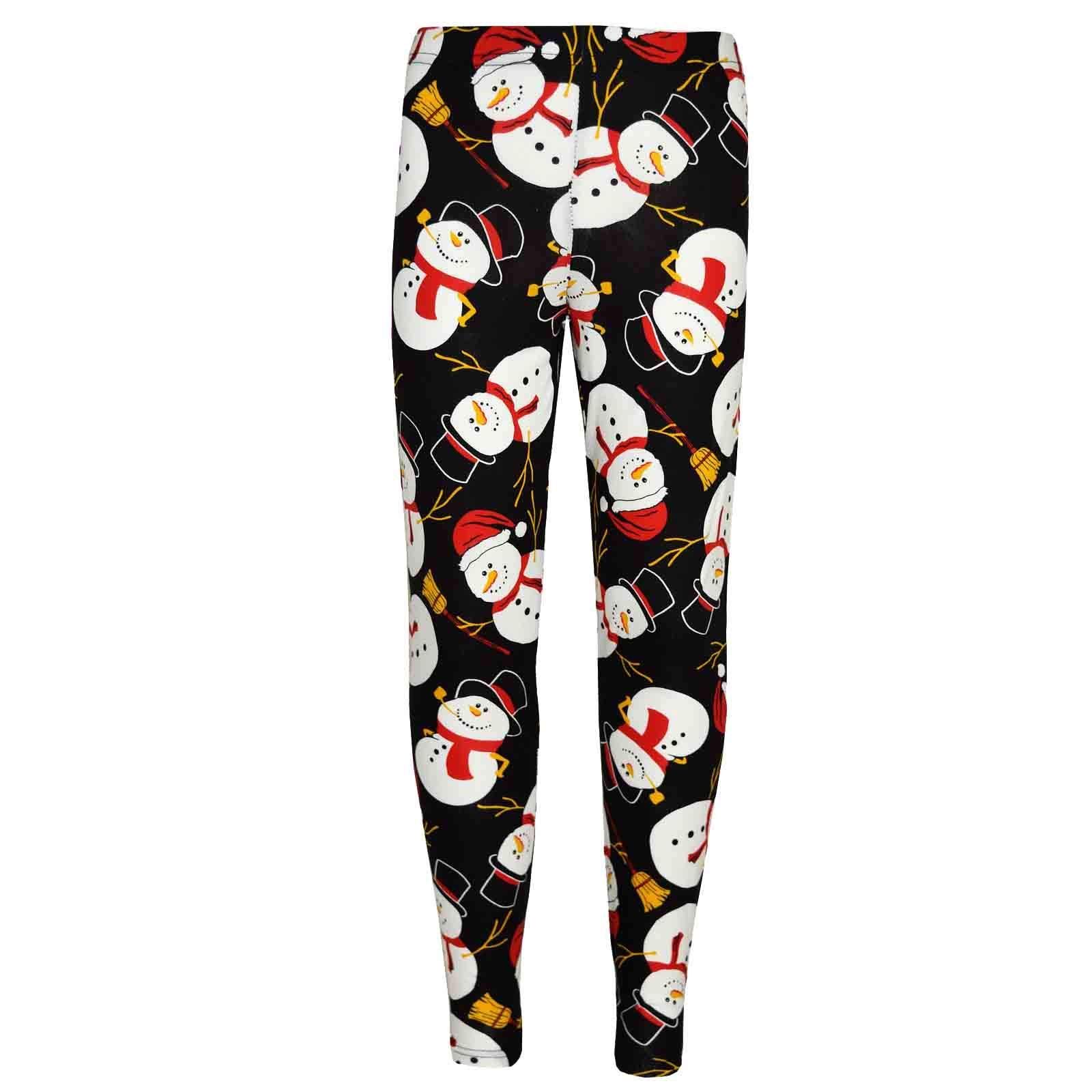 A2z 4 Kids Girls Snowman Black Christmas Legging Santa Snowman Penguin - Xmas-Legging 13