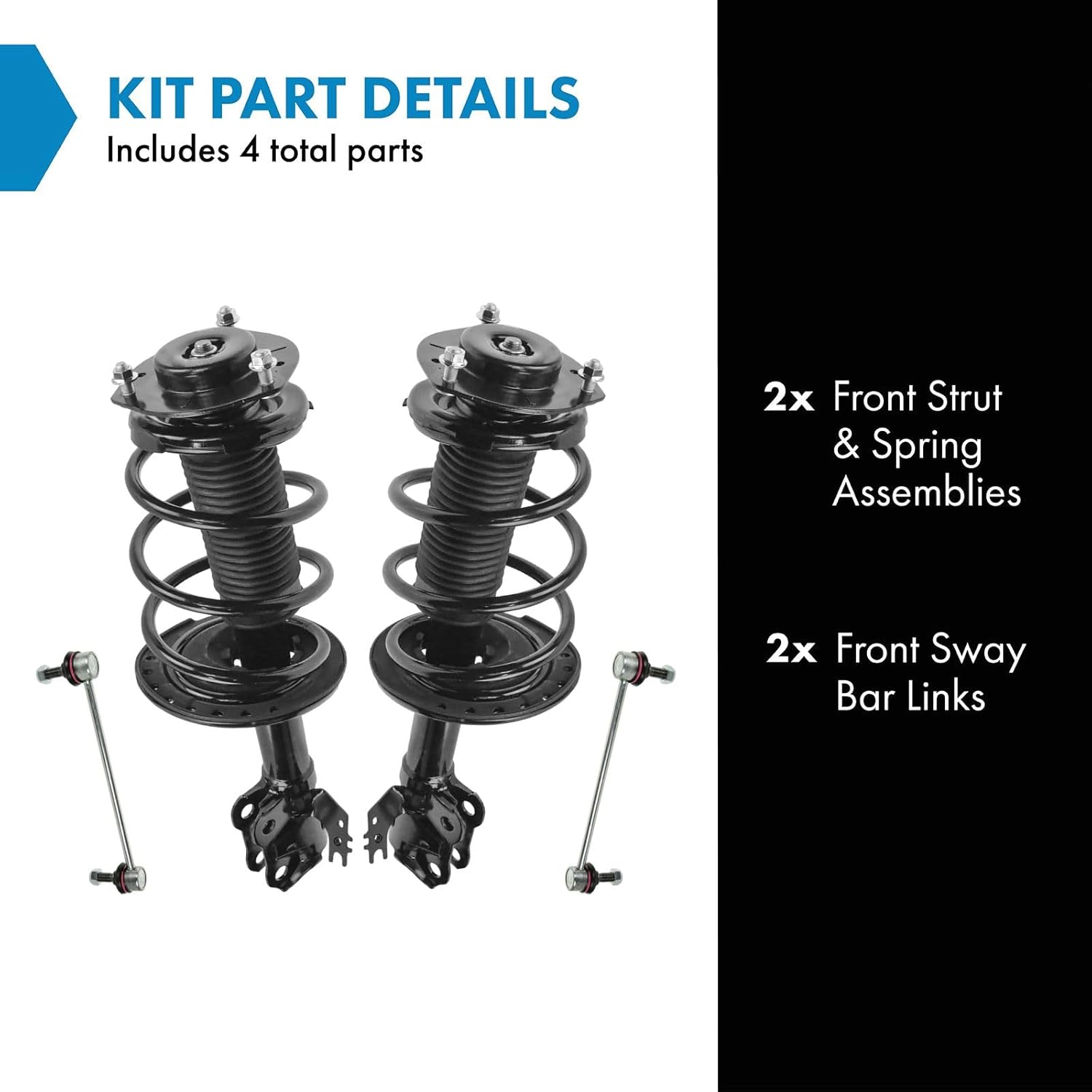 TRQ Front Suspension Kit Complete Strut & Coil Spring Assembly Sway Bar Stabilizer Link Compatible with 2012-2017 Toyota Camry SE