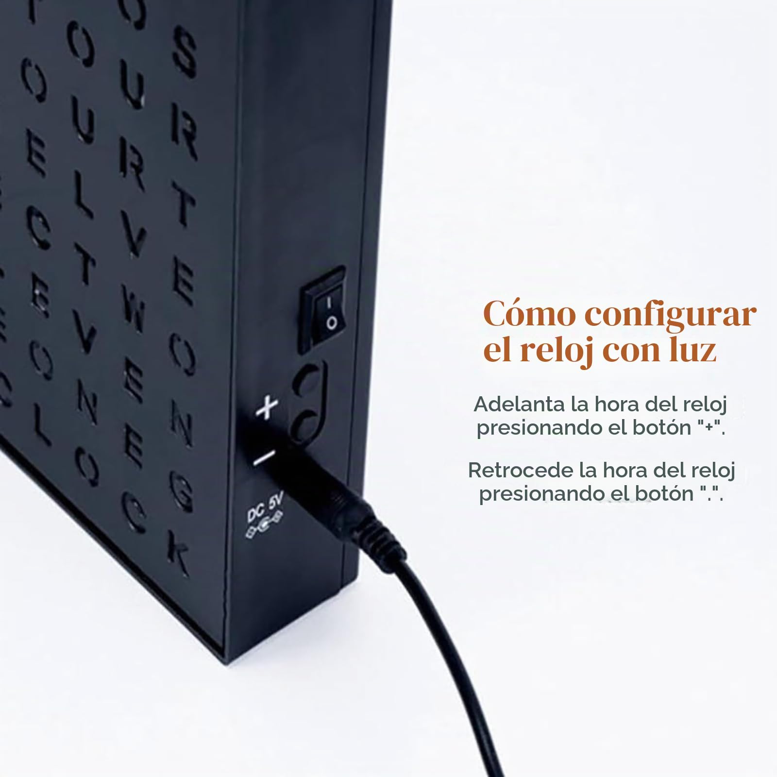 Reloj De Palabras LED, Reloj De Pared Electrónico Con Acento, Brillo Ajustable, Compatible Con Avance Y Retroceso Hora, Función Recordatorio 5minutos Antes Hora, Experiencia Visual Personalizada