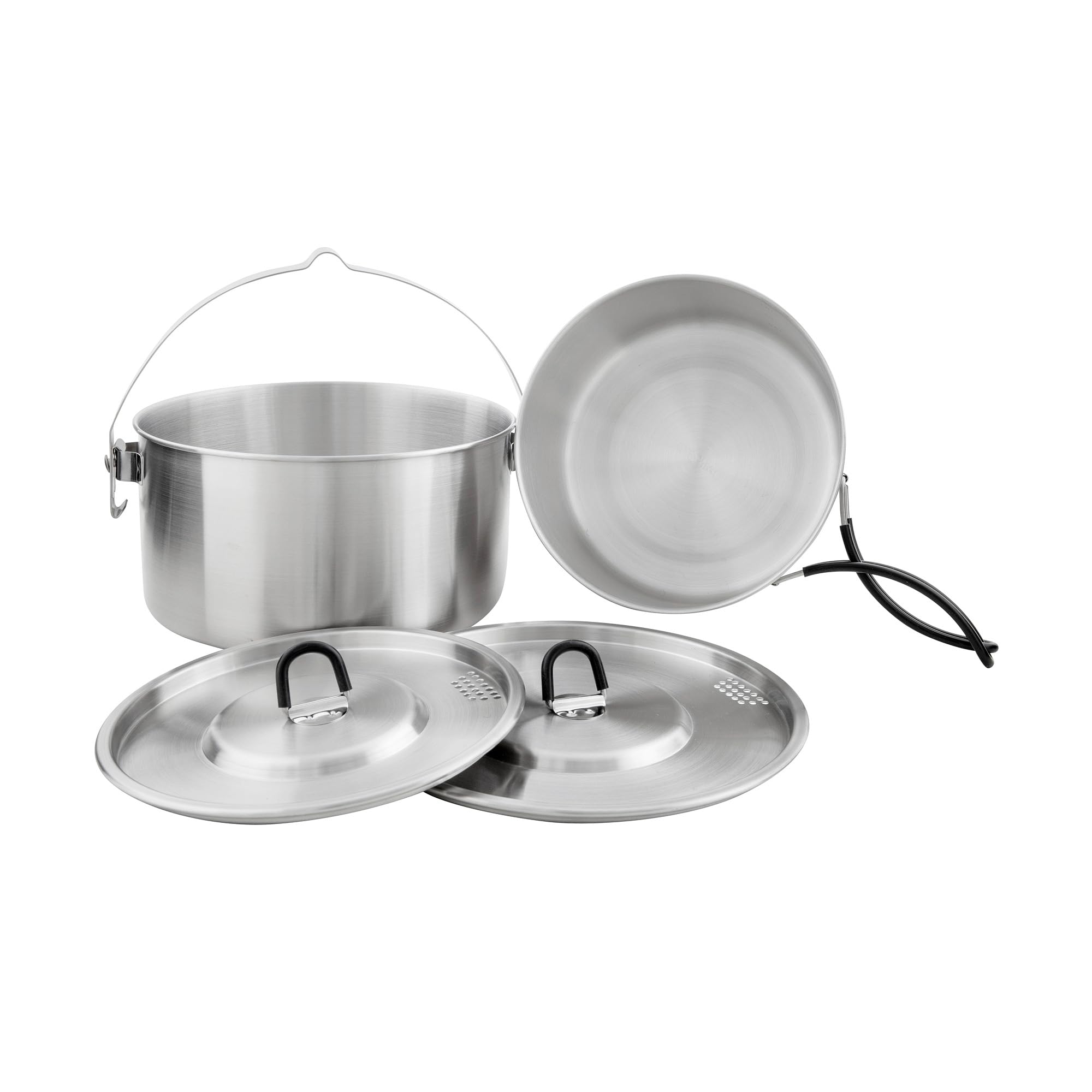 Tatonka Kettle Set II – garnek do gotowania na świeżym powietrzu ze stali nierdzewnej ze skalą objętości i pokrywką z funkcją sitka, 1,6 litra i 2,5 litra