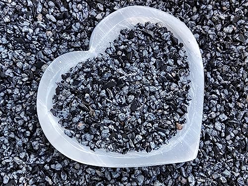 Image of GAF TREASURES 2 oz Lot Natural Semi Tumbled Gemstone Chips, Crushed Mini Crystals, Undrilled Crystal Chips (Snowflake Obsidian)