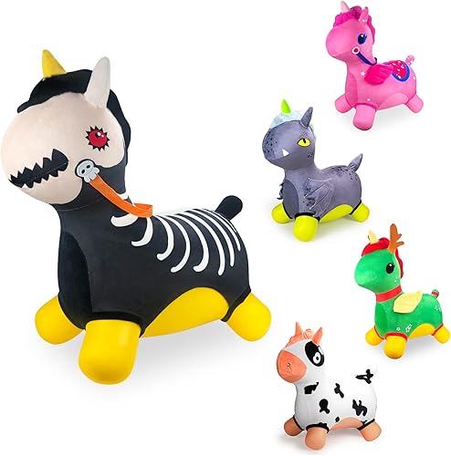 Unicornio para niños Juguetes de animales hinchables de dinosaurio juguetes inflables de tolva inflable para montar en interiores y exteriores