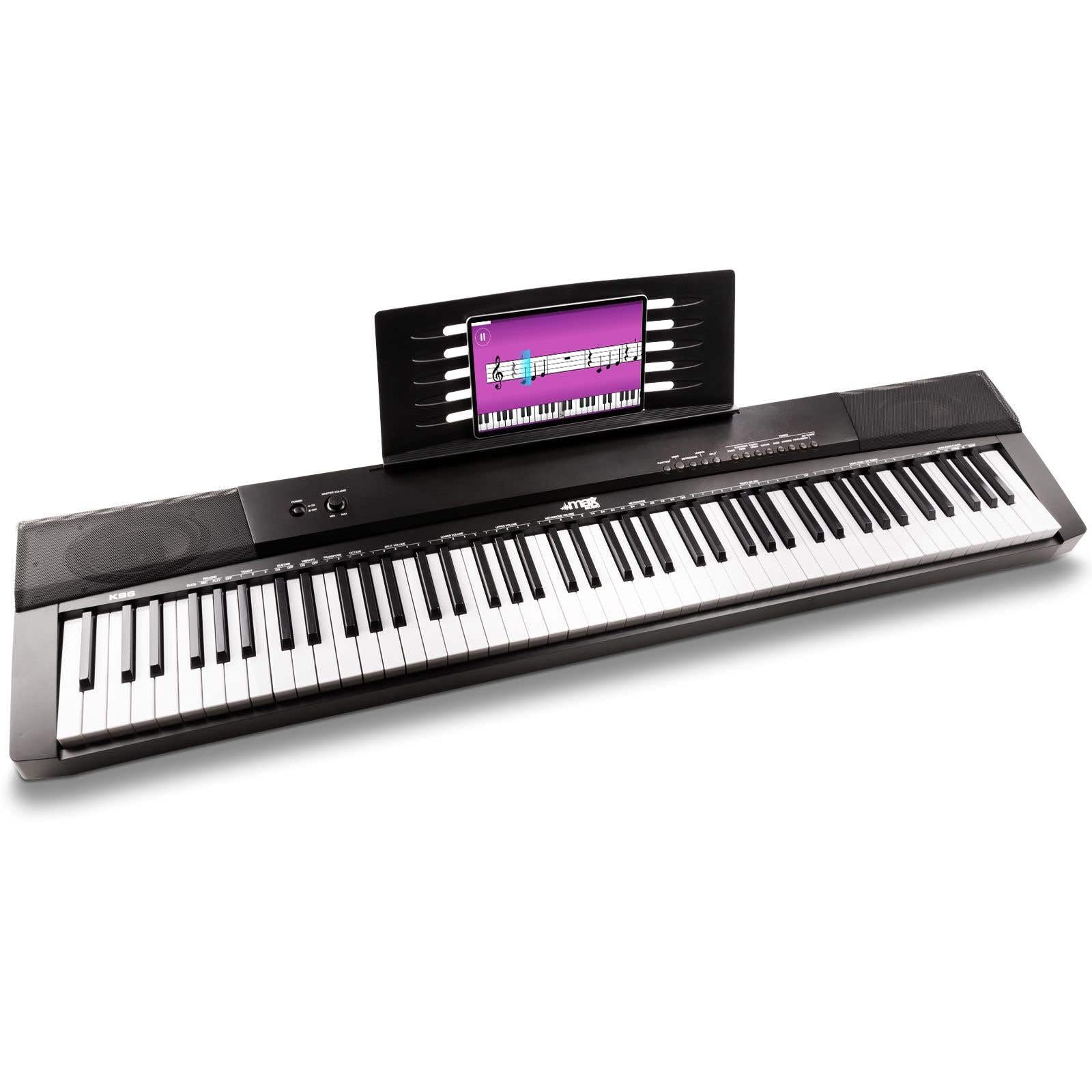 MAX KB6 Piano Digital, Teclado Electrónico de 88 teclas sensibles al tacto, pedal de sostenido, reproductor/grabador de MP3