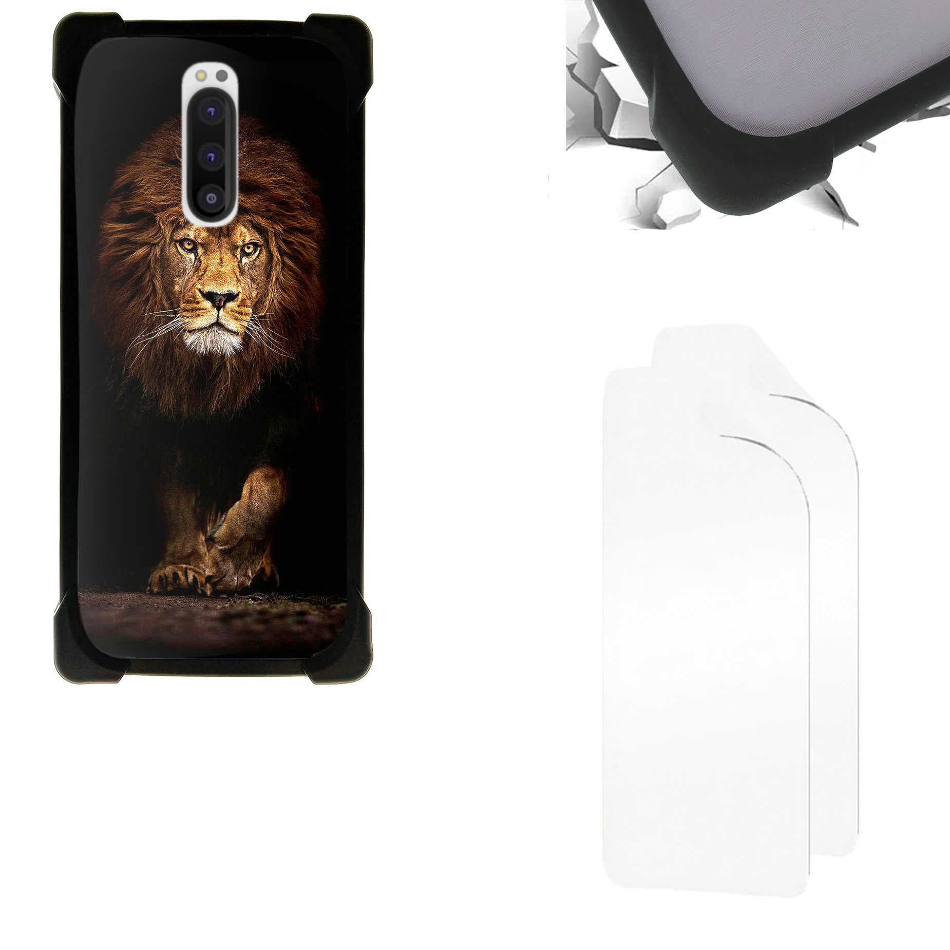 Oujietong Case Compatible For Sony Xperia 1 Phone Case Cover + Film Soft TPU Screen Protector PC Backplane Soft Frame KB-DSZ