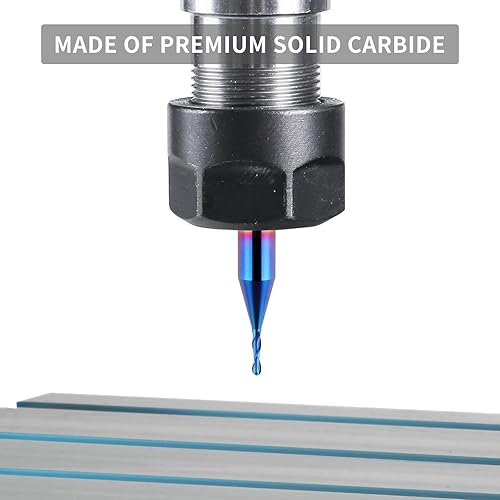 Miniatura 24 de Fresas de punta de bola de carburo de 2 piezas, vástago de 1/4 pulgadas, fresado CNC con revestimiento nano azul para fresado lateral, fresado