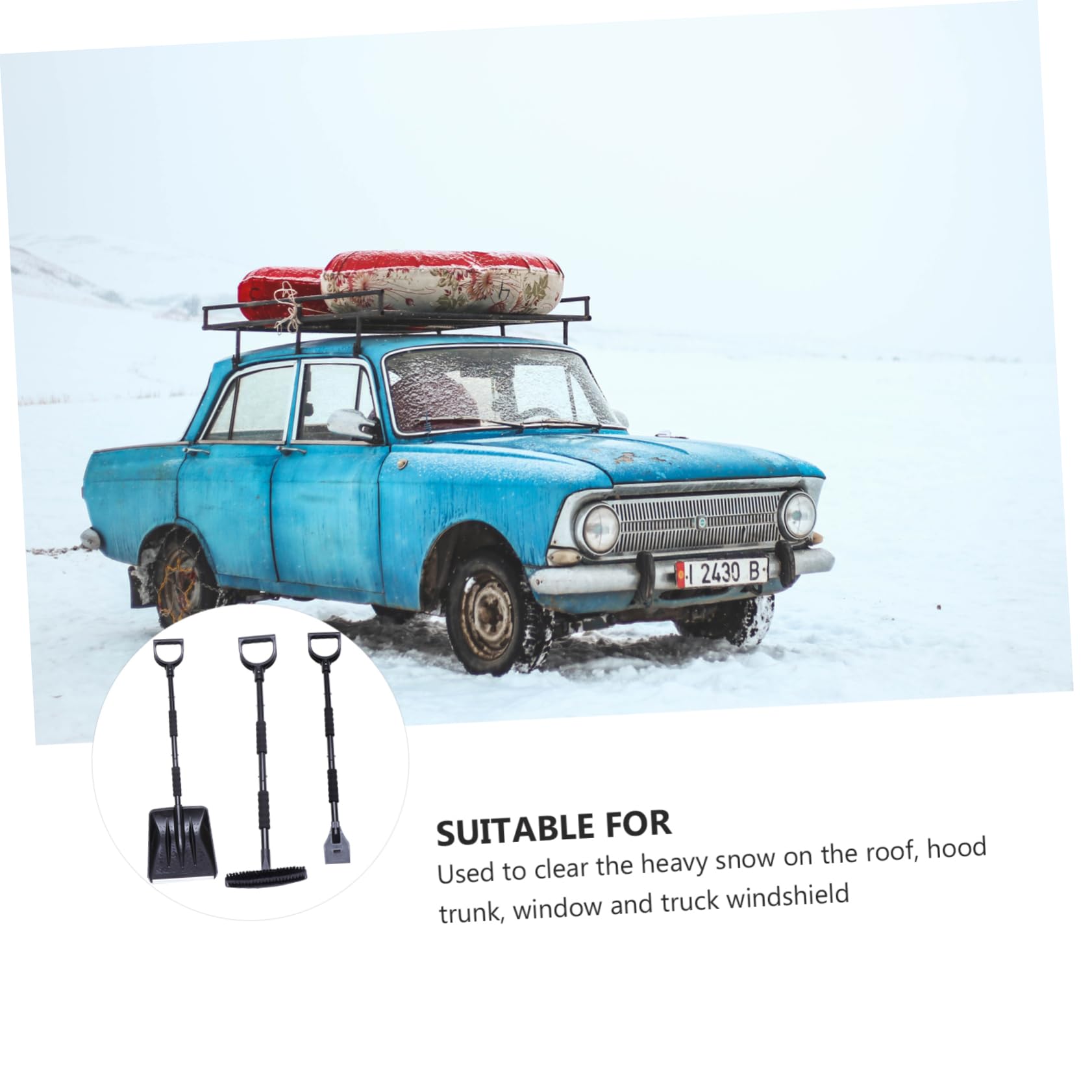 BESTonZON Traje de Pala de Nieve Extensible y Desmontable para Coche Incluye Quitanieves para Coche Raspador de Hielo y Cepillo para Despejar el Hielo Vehículos Invierno