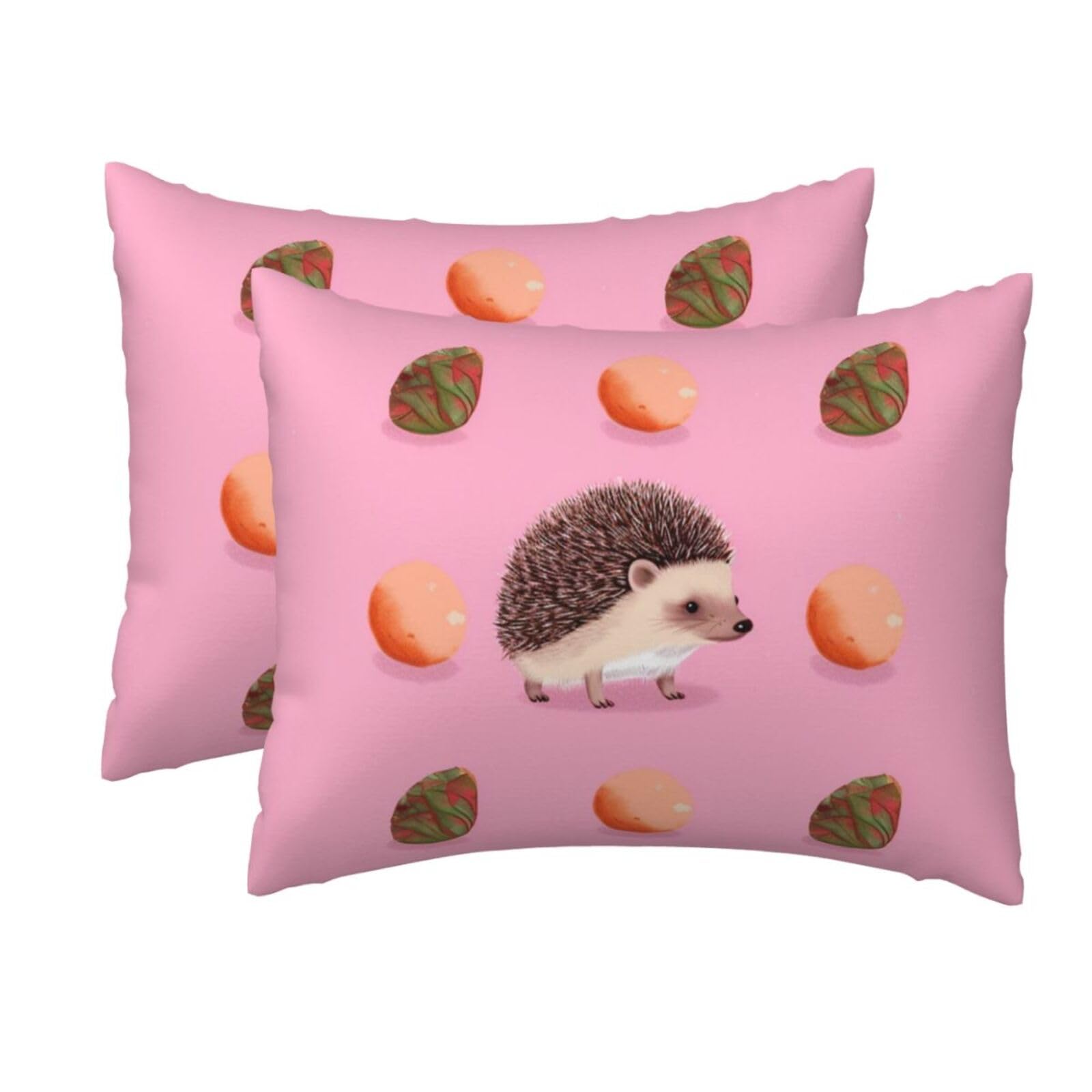 2 Pack Standard Size Pillow Cases for Hair and Skin Soft Breathable Pillow Case Covers with Hidden Zipper Little Hedgehog Pillowcase 20x26 Inches Pillow Cover for Sleeping Gift