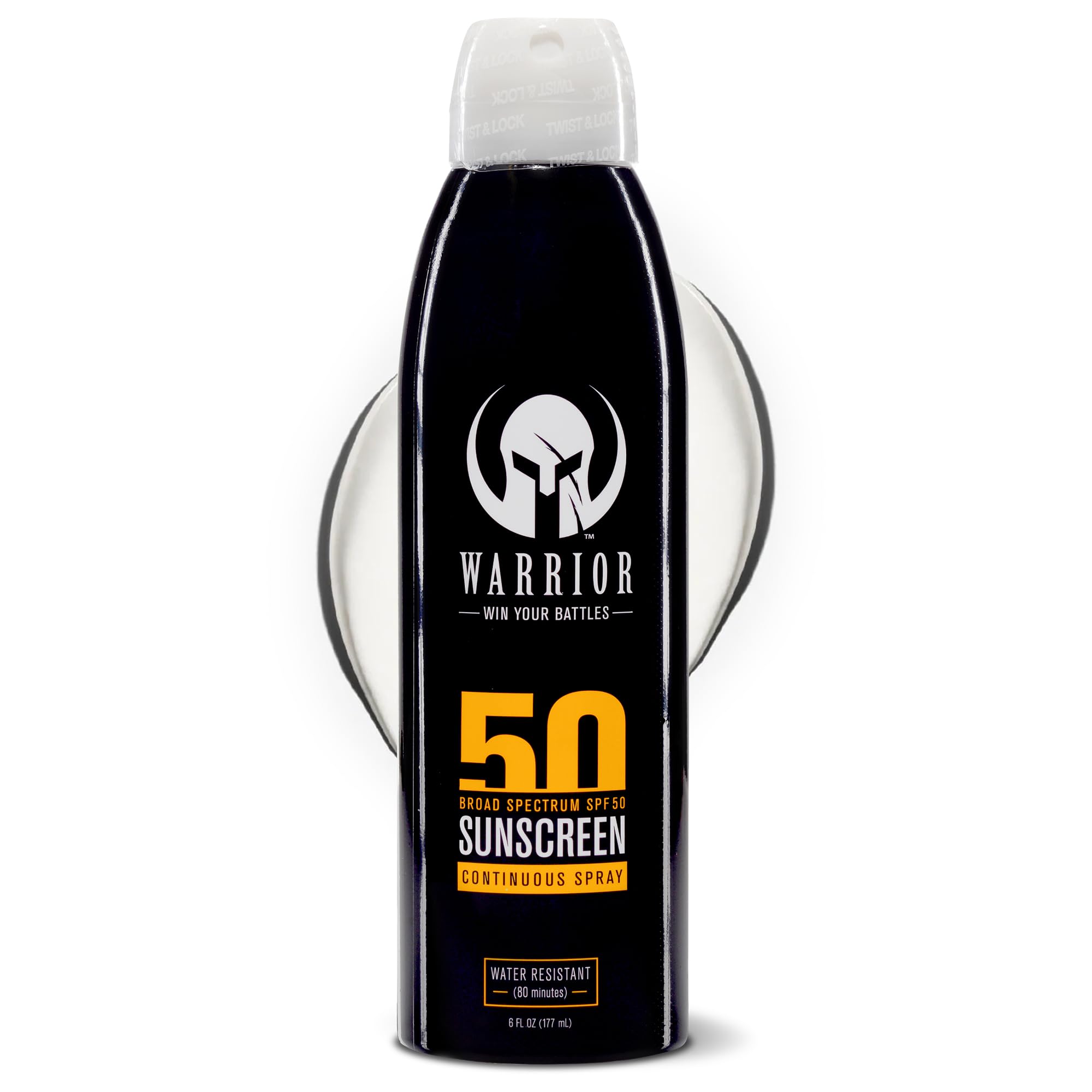 Warrior Sunscreen SPF 50 Continuous Spray - Water Sweat Resistant Sunscreen Spray - Broad Spectrum Protection for UVA