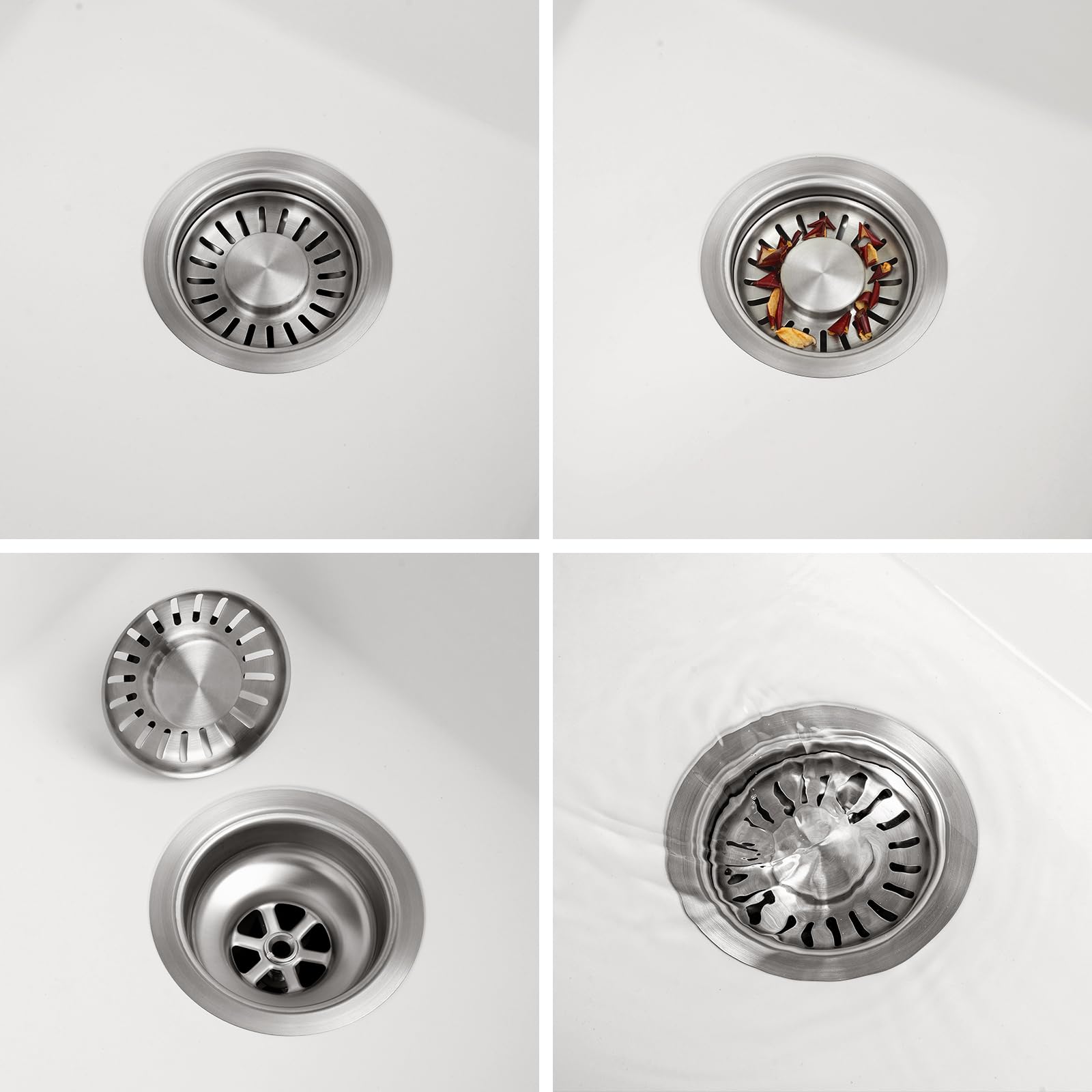 CECIPA Fregadero de cocina de 50 x 45 cm, 80% arena de cuarzo de granito, 1 lavabo empotrable, incluye sifón y sobre