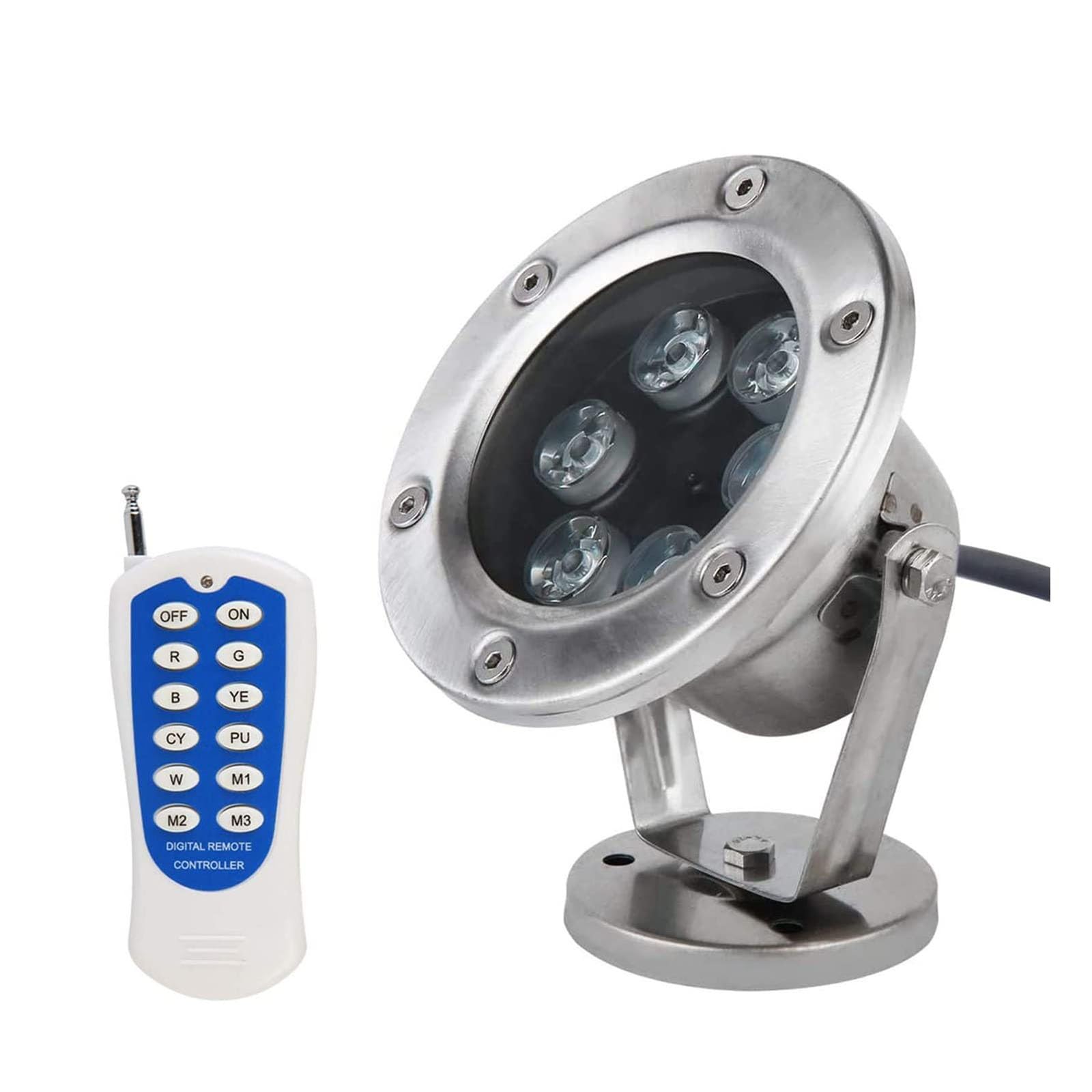Faretto Subacqueo - 6W Con Telecomando Fari Piscina, LED per piscina, faretto impermeabile IP68, luce che cambia colore RGB, luce per fontana, per piscine, fontane, cascate, acquari ( Color : RGB+remo
