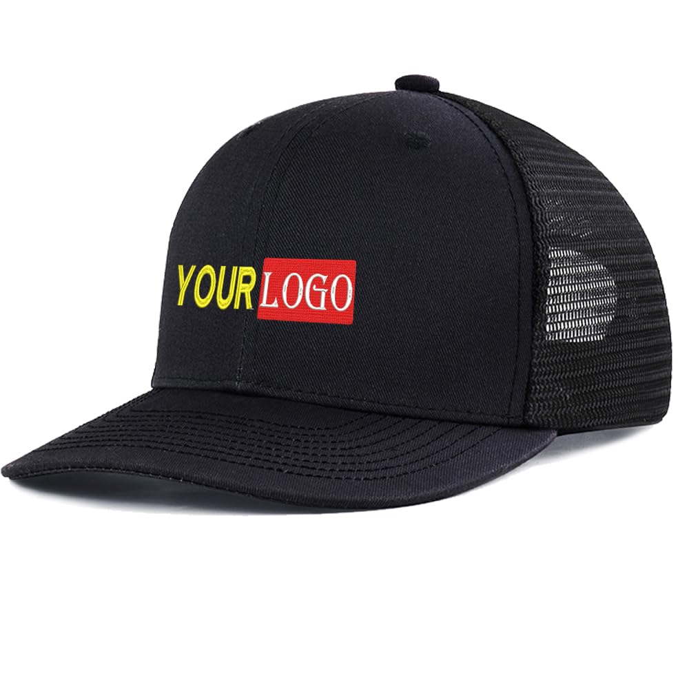 Personalized Embroidered 112 Trucker Cap for Men & Women Mesh Baseball Cap Custom Your Text&Logo Here Personalized Baseball Hat Black