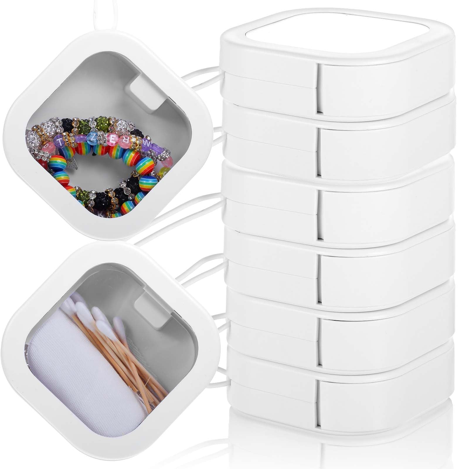 6 Pcs Hair Tie Organizer, Portable Hair Accessory Storage Containers Small Stackable Hair Ties Travel Holder Cotton Swab Dispenser Hair Accessories Organizer Box