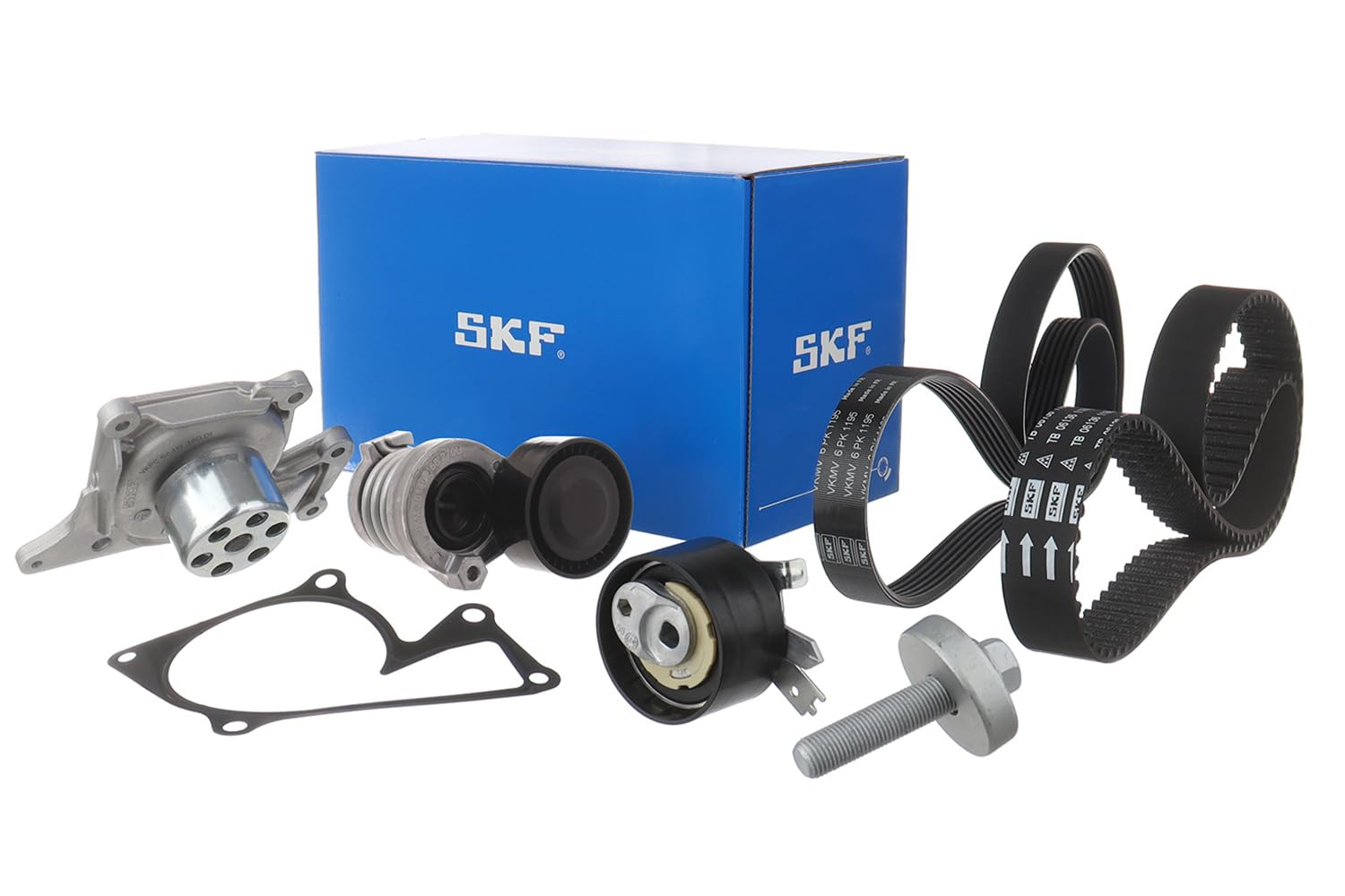 SKF Wasserpumpe und Zahnriemen/Keilrippenriemen VKMC 16001 - Set - Höhe 171 mm Länge 271 mm Breite 142 mm - OE-Qualität