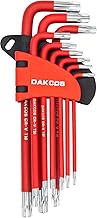 DAKCOS Juego de 9 llaves Torx con mango angular y perforación frontal para tornillos Torx internos, T10-T50, CR-V