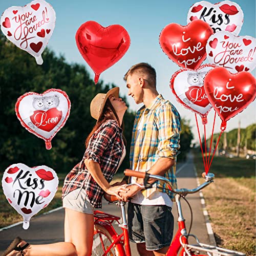 20 Pcs I Love You Balloons Valentines Day Red Heart Balloons 18 Inches Valentines Foil Balloons For Sweetest Day Romantic Decorations Special Night Party Supplies #TOP2