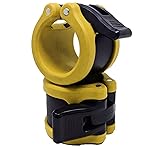 Clout Fitness Pro Elite Olympic Barbell Clamps Collars Quick Release Pair of Locking Weight Clips Fit 2 Inch Barbell for Weightlifting (Laser Yellow)