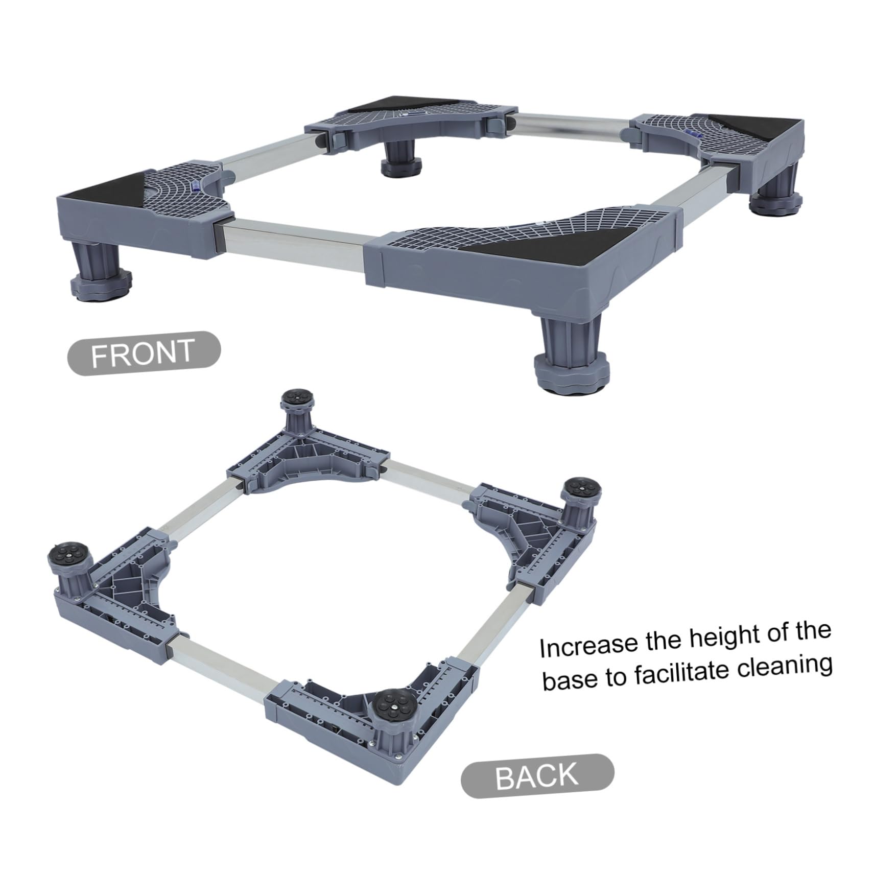 Gatuida Base Móvil para Lavadora y Refrigerador Ruedas Giratorias Bloqueo, Soporte Ajustable Patas Resistentes Gris, 25 Tubos, Adecuado para Secadoras y Electrodomésticos Grandes
