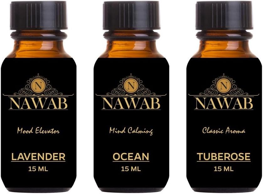 NAWAB aroma oil/Diffuser oil/scented oil/fragrance oil (Lavender, Ocean, Tuberose - 15ml each)