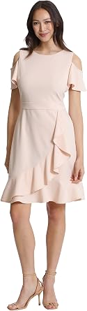 London Times Womens Cold Shoulder Flounce Dress Guest of Date Night Occasion