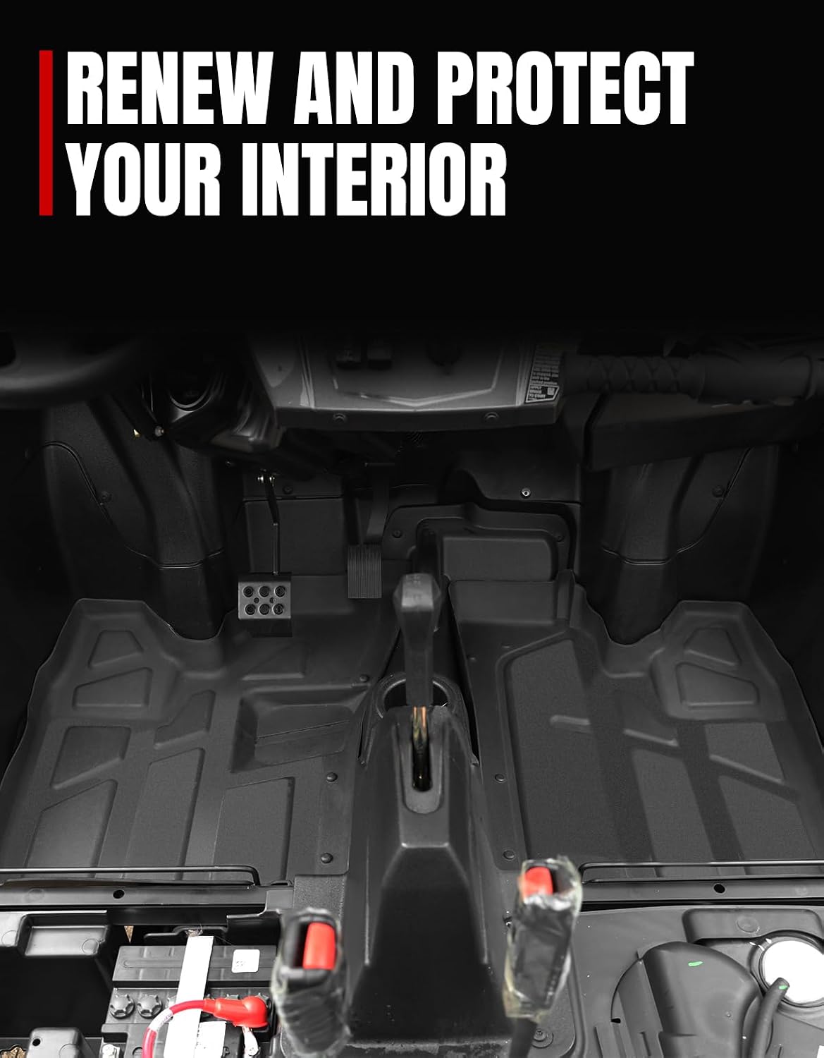 A & UTV PRO Front Floor Mats, All Weather Protection TPE Material Floor Liners for 2008-2015 Polaris RZR 570 800 900 Accessories